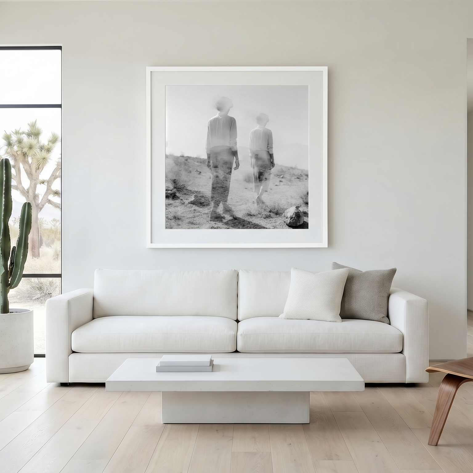 Joshua Tree 2 print above a white sofa